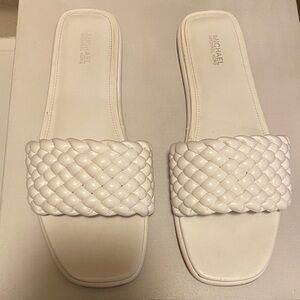 Michael Kors Cream Braided Slide Sandals